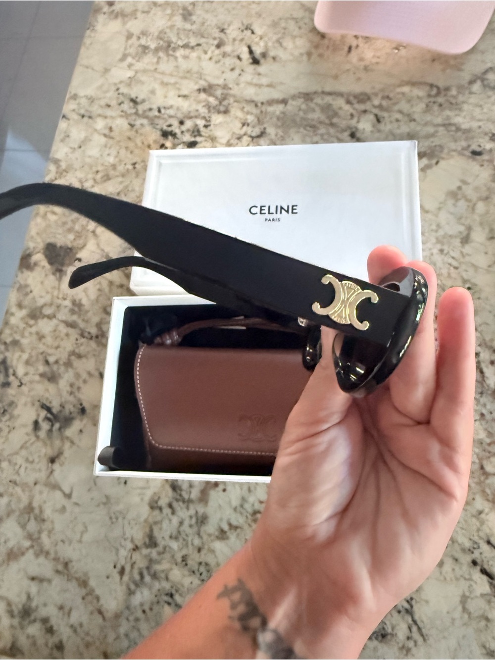 Celine Black Oval Acetate Sunglasses - Picture 3 of 7